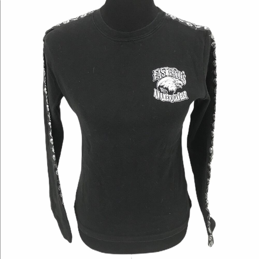 Biker Design East Eddie’s Skull Long Sleeve Shirt Black Size XLarge